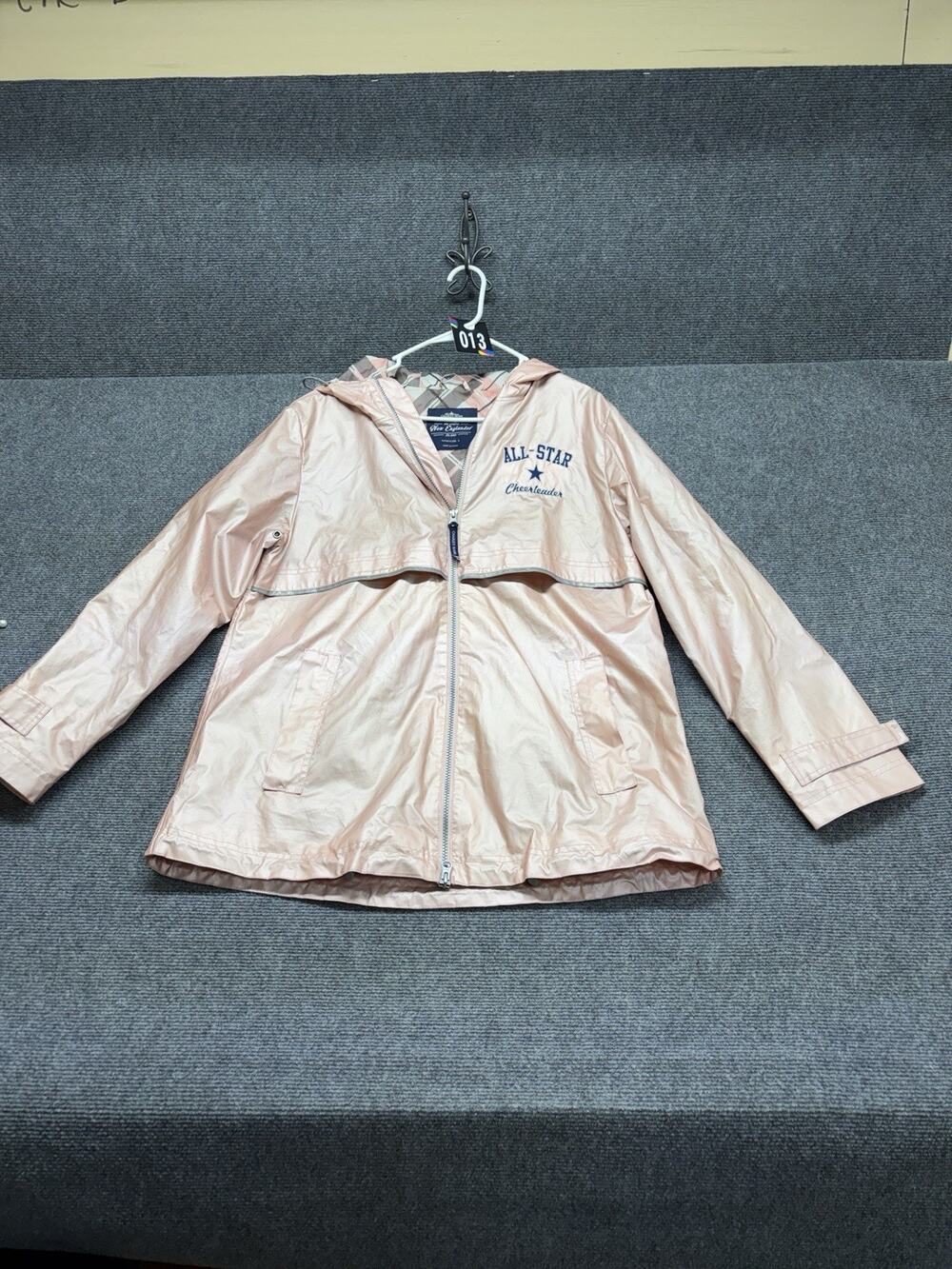 Charles River Hooded Rain Jacket Women’s Size Large Pink Full Zip Embroidered